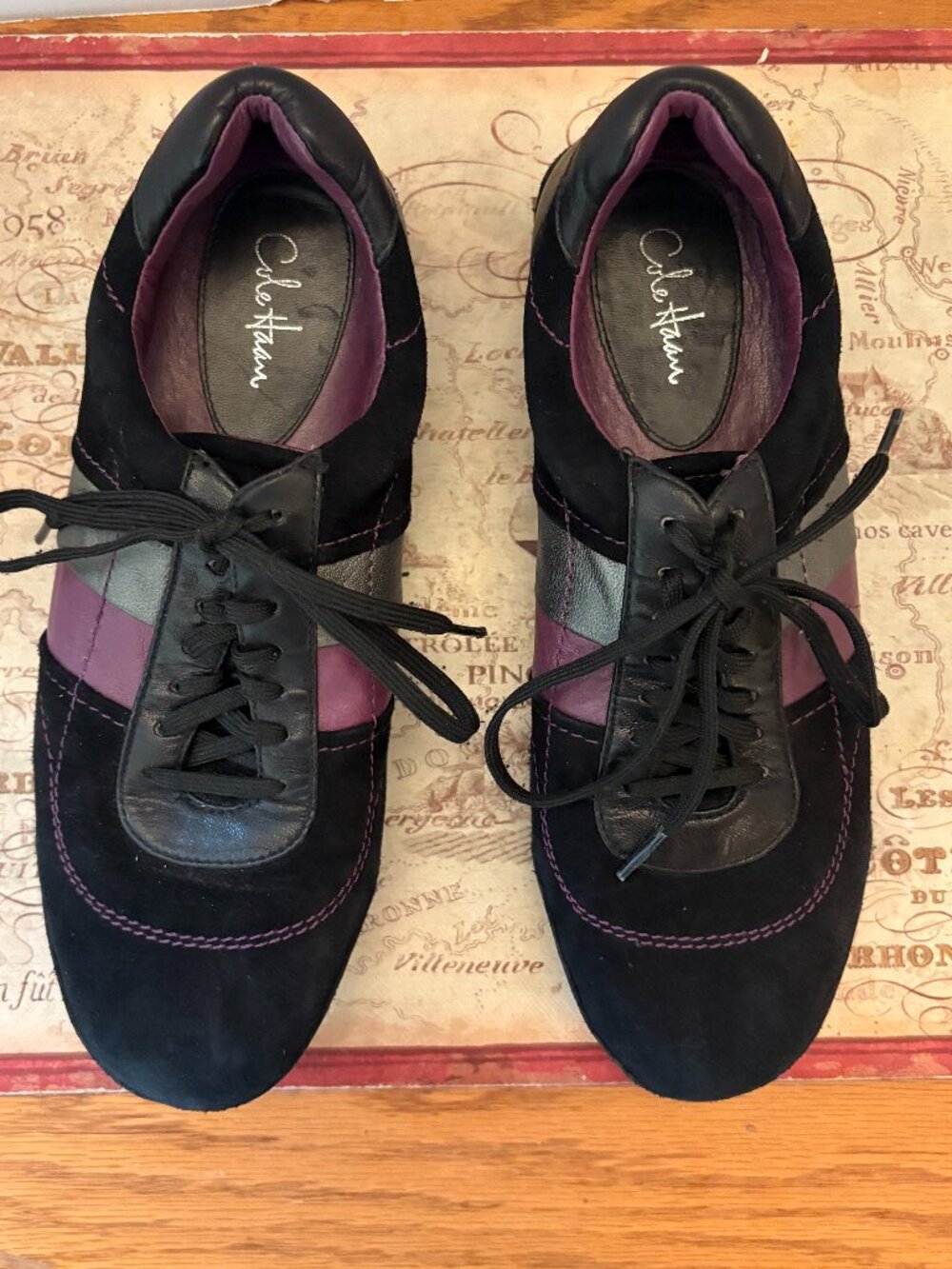Cole Haan Women's Black & Purple Suede Sneakers - Size 7